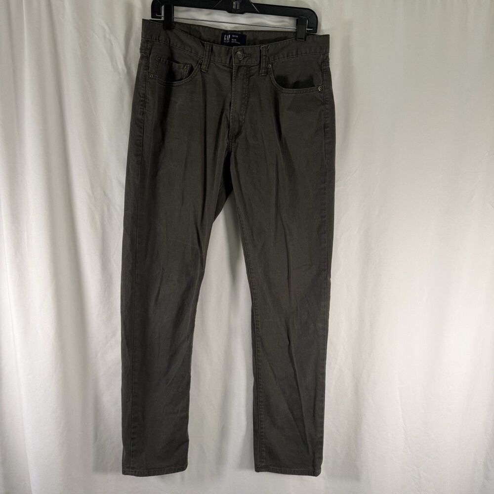 Gap Slim Fit Denim Pants Men's 32x32 Grey 5 Pocket Cotton Blend Mid Rise